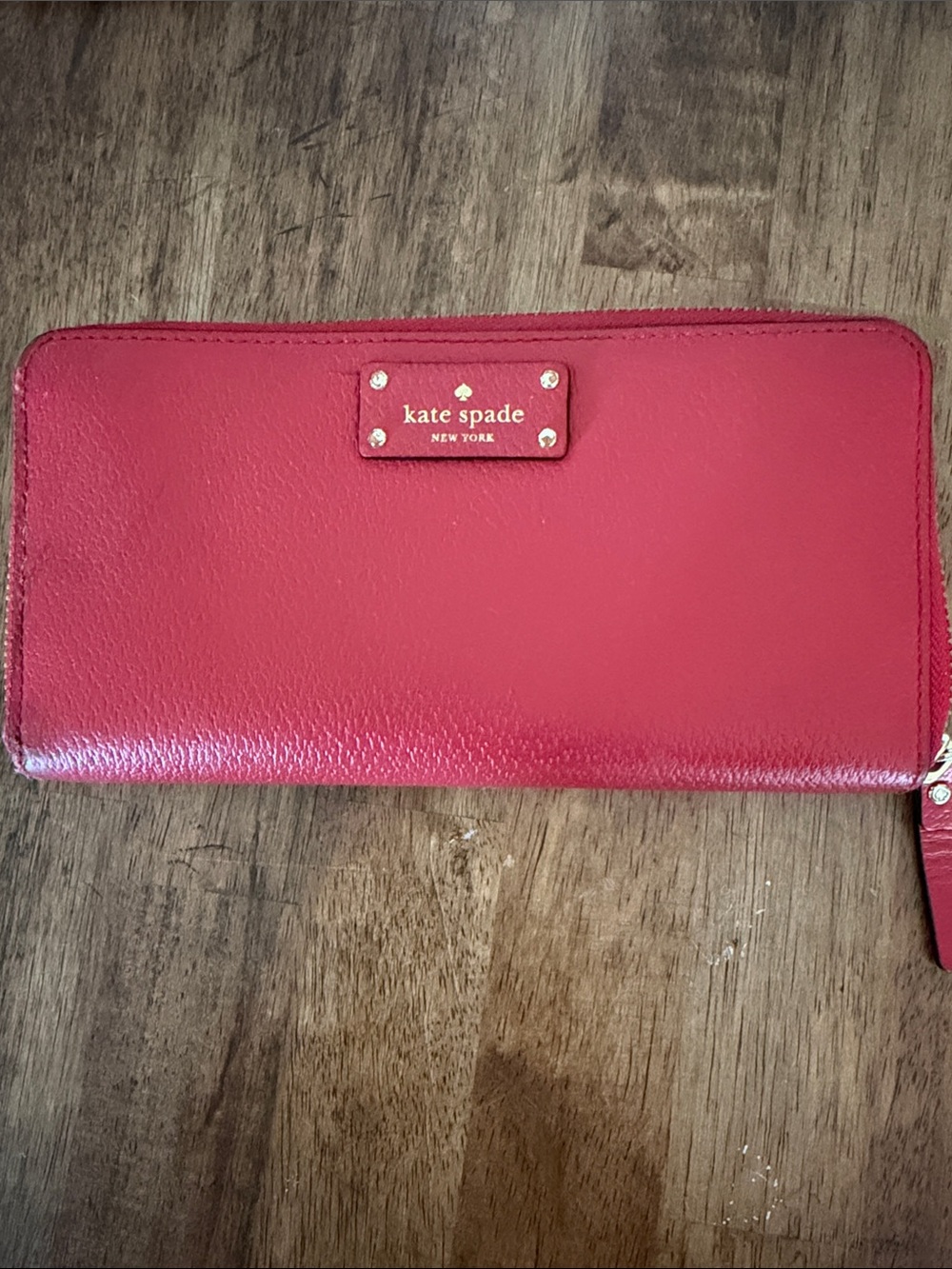 kate spade red zip-around continental wallet